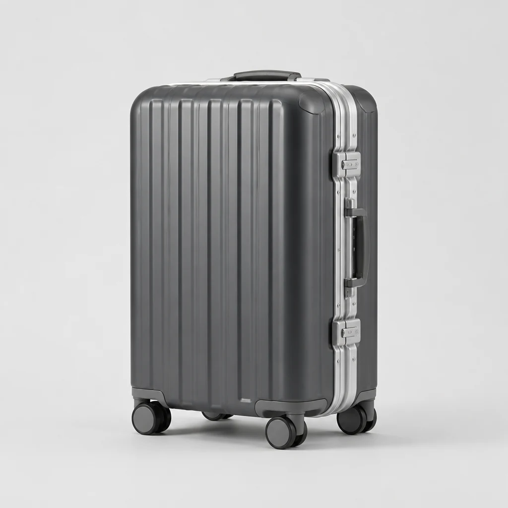 Aluminium-frame cabin case with a polished frame closure