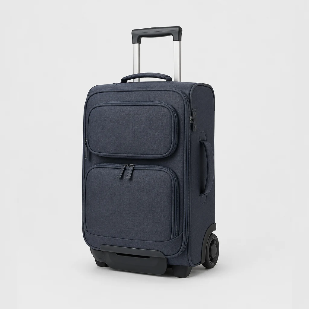 Soft-shell cabin trolley case with front pockets