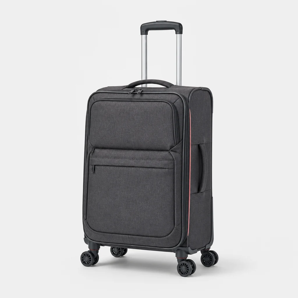 Medium soft-shell trolley case with two front pockets