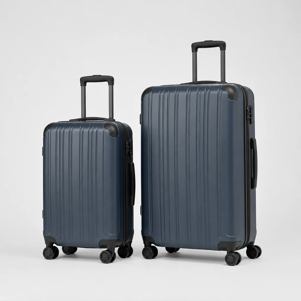 Two-piece luggage set with a cabin case beside a hold case