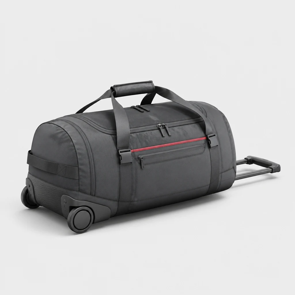 Wheeled travel holdall with a pull handle and two wheels